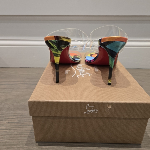 $945 Christian Louboutin JUST NOTHING 85 PVC/Leather Sandal Heels US 8.5 & US 9 - Picture 7 of 14